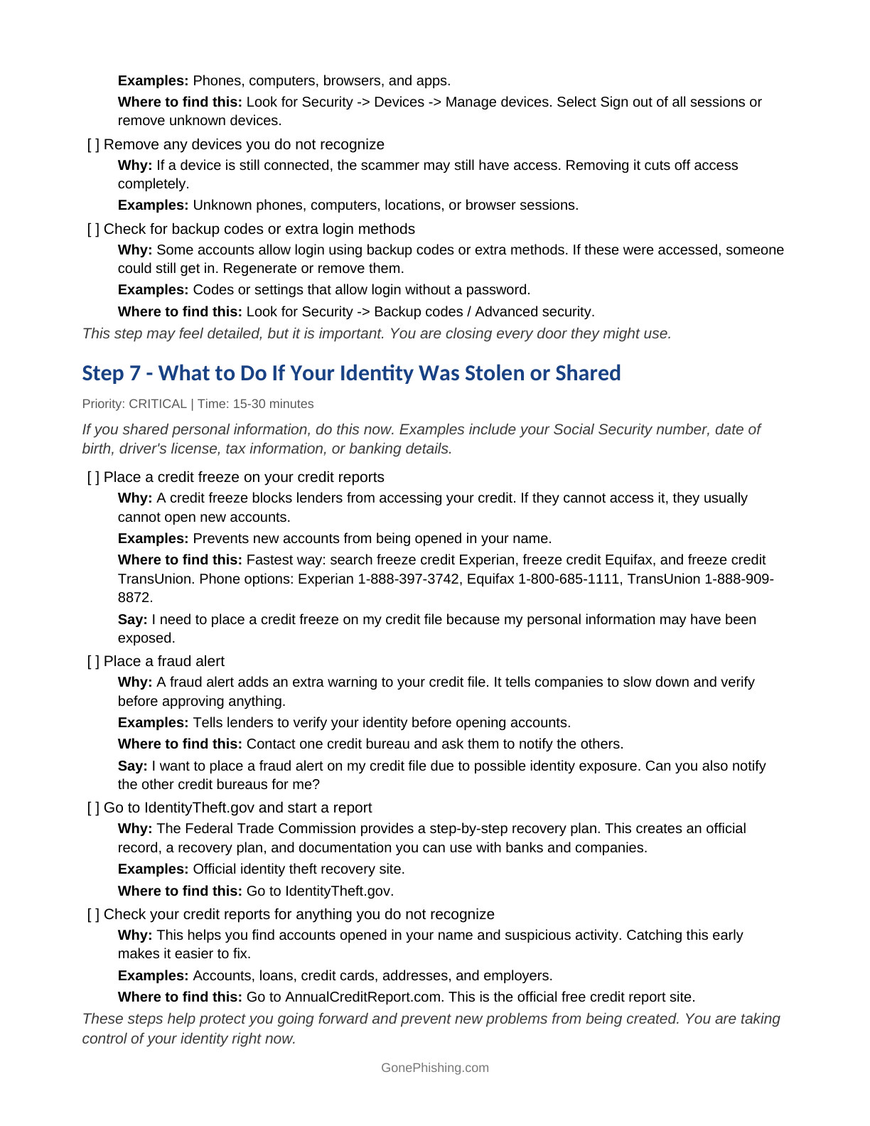 Identity Protection Checklist