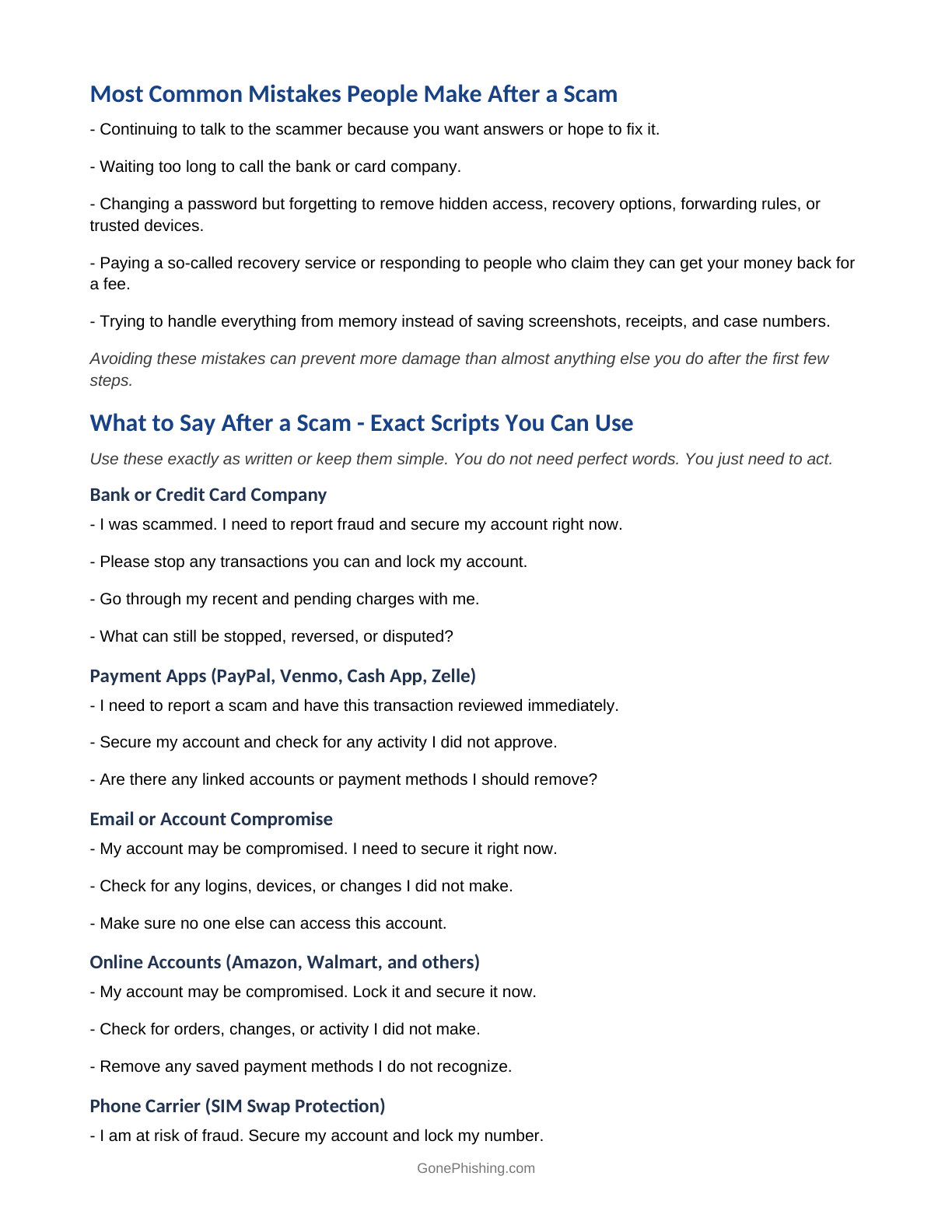 What To Say Scripts